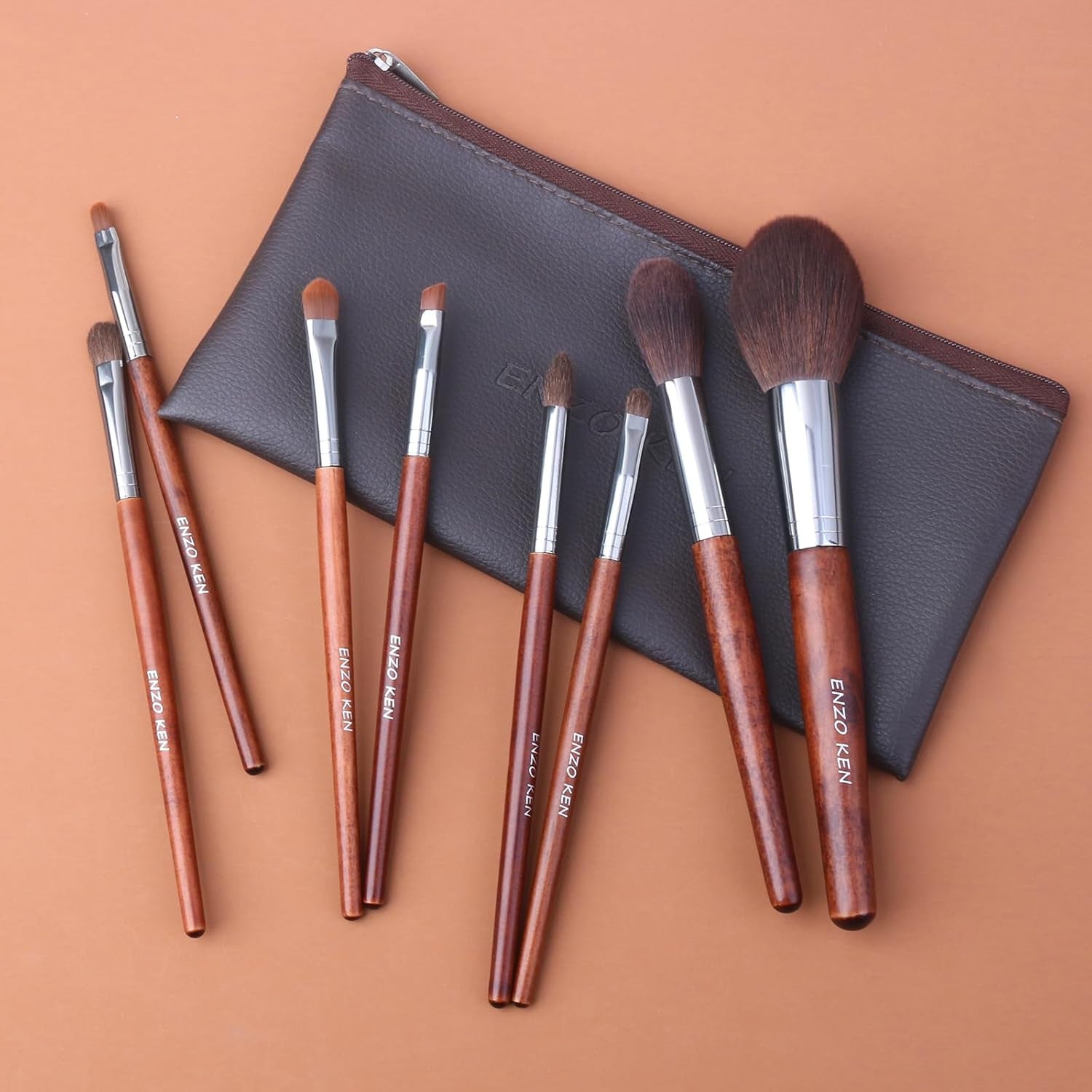 Walnut Makeup Brushes Set Professional, Natural Pony Hair Makeup Brush Set with Case, Cosmetic Brushes Makeup Set, Natural Bristle Makeup Brushes, Natural Hair Make up Brush Set Professional.