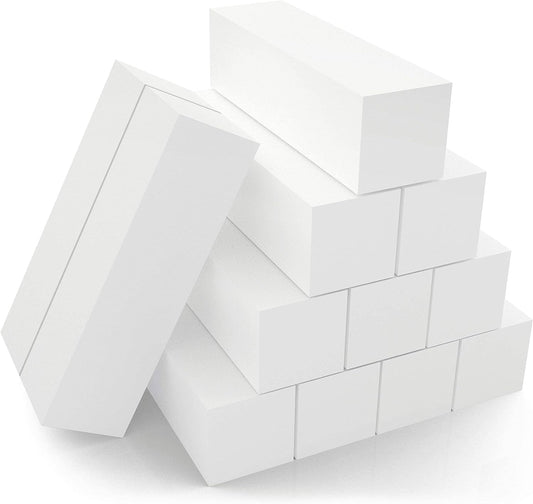 12-Pack, Nail Buffer Blocks for Natural and Acrylic Nails, 4 Sided, Medium Grit (White)