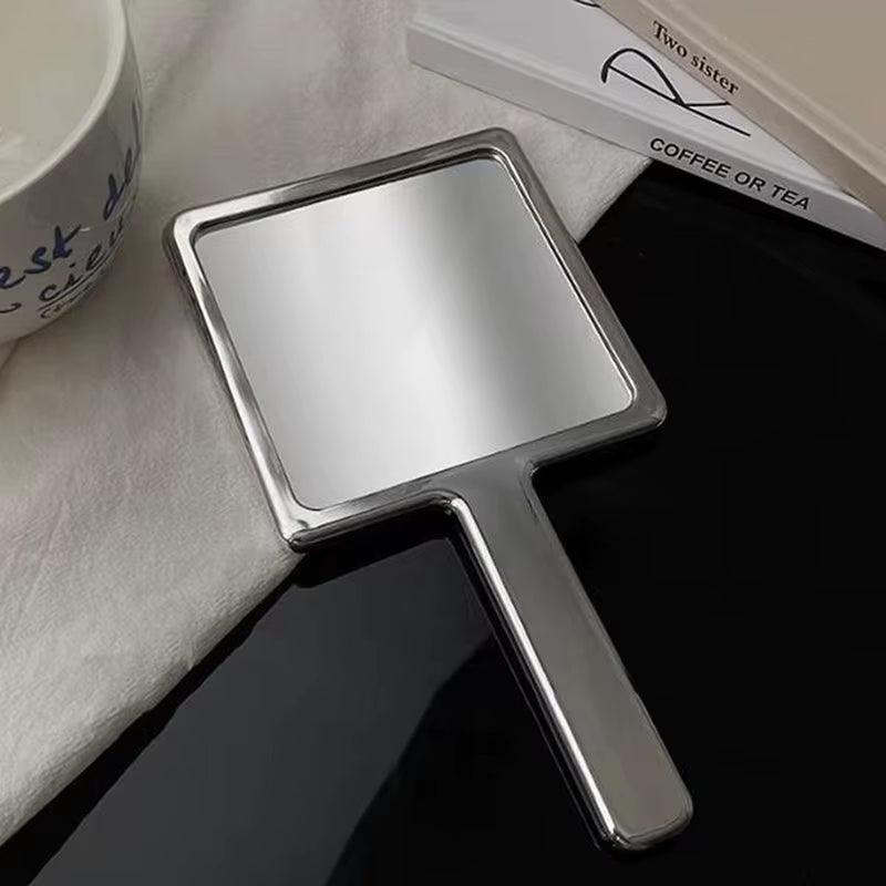 Ins Liquid Shape Square Mirror Mini Hand-Held Desktop Cosmetic Mirror Makeup Mirror Travel Metallic Portable Beauty Mirror