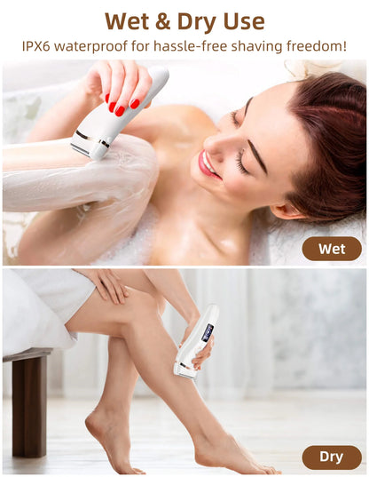 , 3 in 1 Lady Electric Shaver Body Hair Remover, Portable Bikini Trimmer for Leg Arm Armpit Underarms