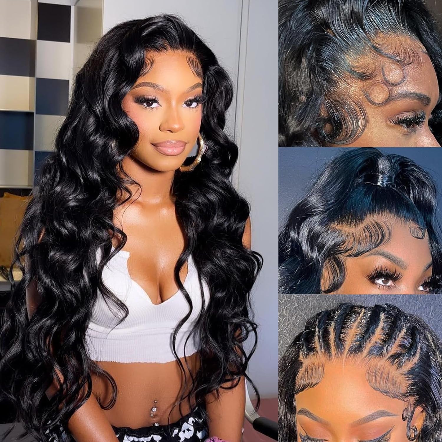 Body Wave Lace Front Wigs Human Hair 13X4 HD Lace Wigs Human Hair Pre Plucked Hairline with Baby Hair 180% Density Brazilian Virgin Human Hair Wigs for Black Women Glueless Lace Front Wigs 28 Inch