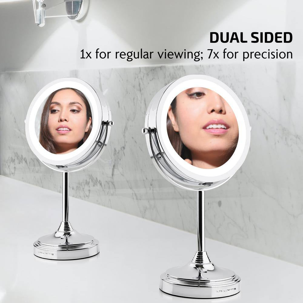 5.3 In. X 12.8 In. Tabletop Makeup Mirror in Polished Chrome