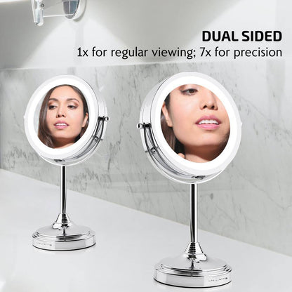 5.3 In. X 12.8 In. Tabletop Makeup Mirror in Polished Chrome