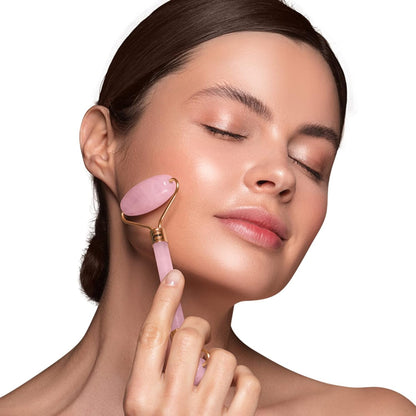 Face Massage Rollers - Enhances Glow and Firms Skin - Helps Absorb Facial Products - Releases Tension - Rose Quartz - 1 Pc