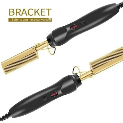 New Multi-Functional Electric Copper Hair Straightener Household Hair Straightener Comb Perm Rod Curling and Straightener Rod Wo