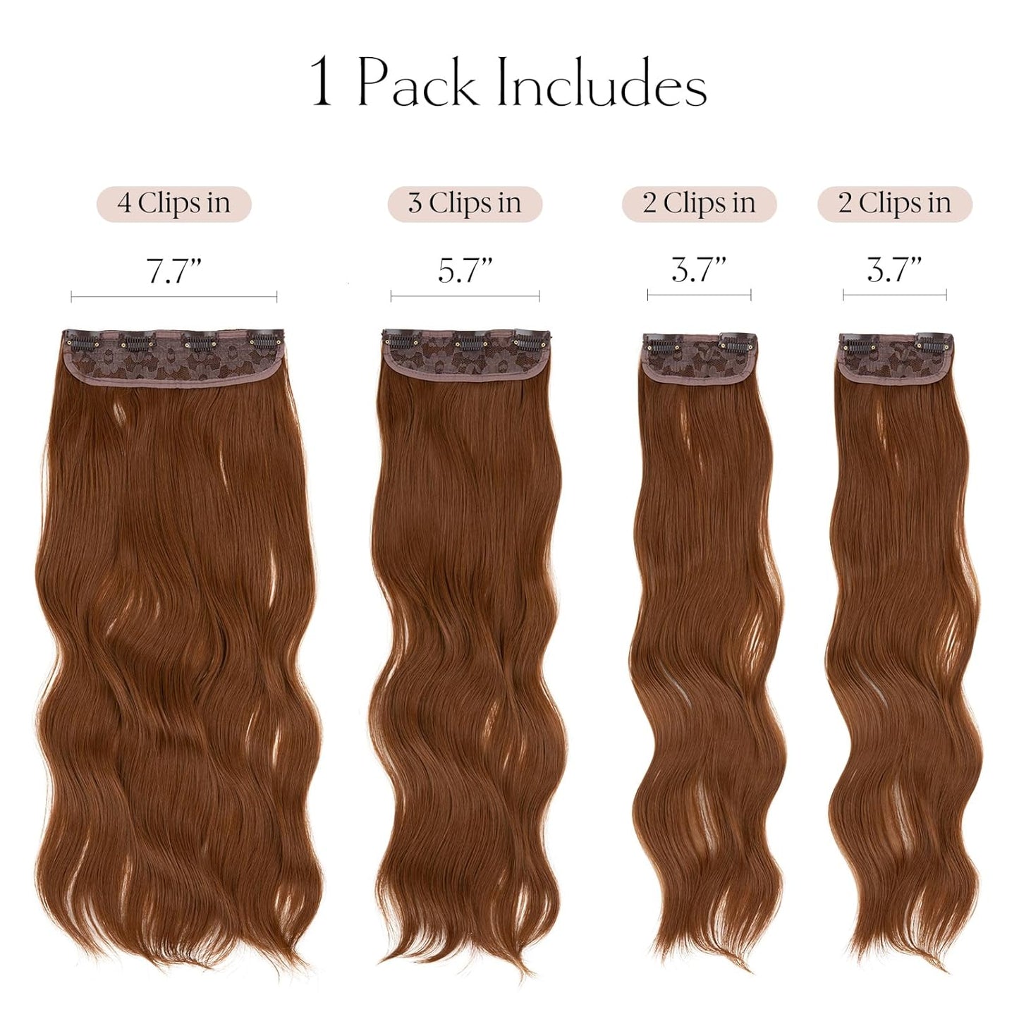 Clip in Wavy Hair Extensions for Women 22 Inch 4PCS Hairpieces Synthetic Long Natural Thick Hair Pieces for Women