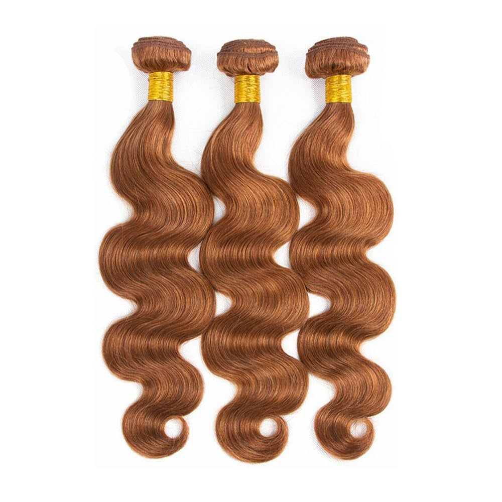 Body Wave 30# Light Brown Human Hair Bundles Unprocessed Brazilian Virgin Hair Bundles Natural Color 30# Light Brown Human Hair Quick Weave Hair Extension