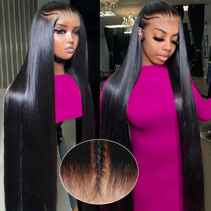 250 Density HD Lace Front Human Hair Wigs for Black Women 15A Grade Bleach Knots Glueless Wear and Go 9X6 Pre Braided Wig 9X6 Straight Lace Frontal Wigs Human Hair Pre Plucked Pre Cut 26Inch