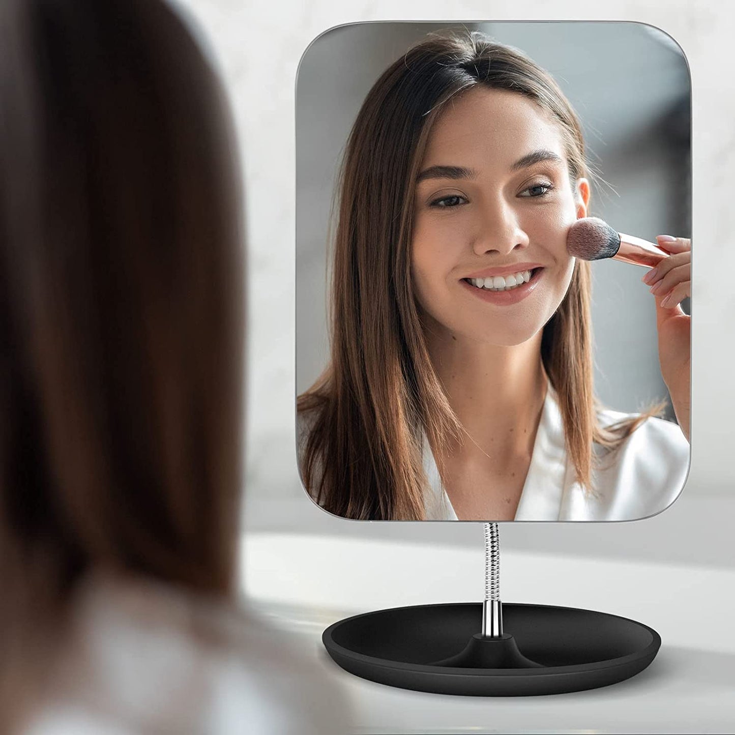 Table Vanity Mirror with Stand - Makeup Mirror for Desk - Adjustable Flexible Go