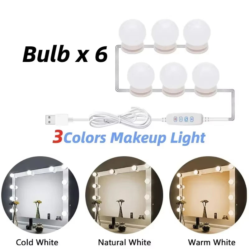 LED Detachable Bulbs Professional Makeup Mirror Lamp USB Power Cosmetic Mirror Light Hollywood Dressing Table LED Vanity Lights