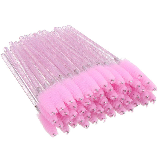 100 PCS Disposable Mascara Brushes Crystal Eyelash Brushes Mascara Wands Applicator Eyelash Extensions Makeup Tools Eyebrow Brush (Pink)