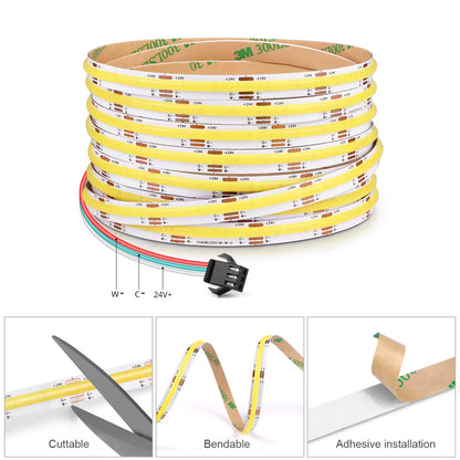 DC24V COB LED Strip Penetrable Glass Touch Dimmer Swtich Makeup Vanity Light DIY Bathroom Dressing Table Mirror Backlight Decor