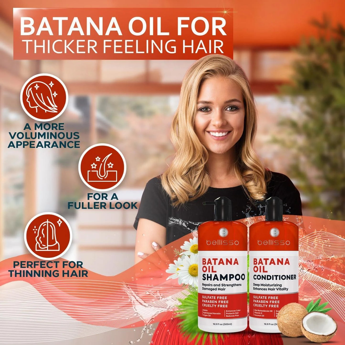 Batana Oil Shampoo and Conditioner Set Thickening Hair Products for Women And