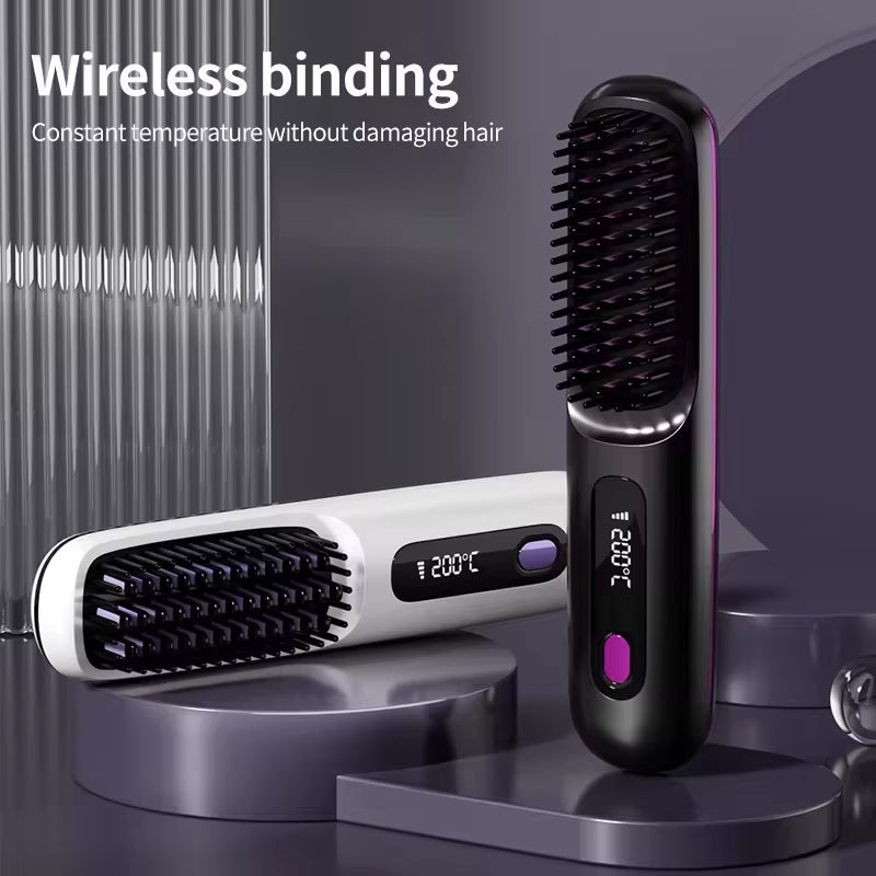 Electric Negative Ions Ceramic Hot Comb 3 Setting Smoothing Negative Ion Hair Care Comb Anti-Scald Ionic Hot Comb Straightener