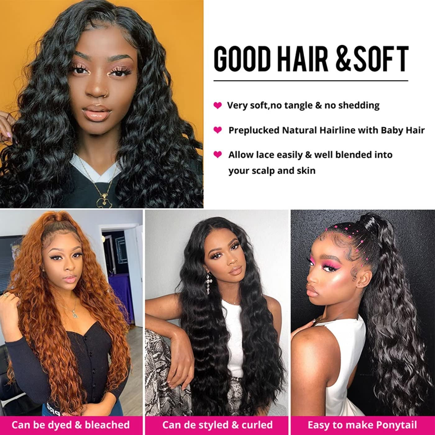 Brazilian Deep Wave Human Hair Bundles (18182020) Deep Wave Hair 4 Bundles Curly Bundles Wet and Wavy Bundles