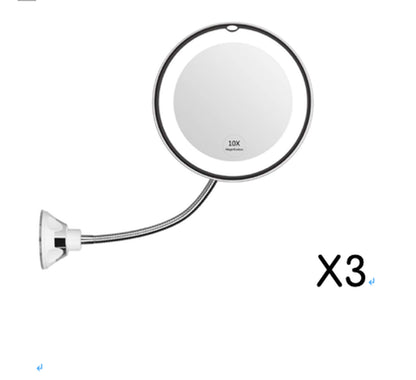 360 Swivel 10X Magnifying Bright LED Lighted Makeup Mirror