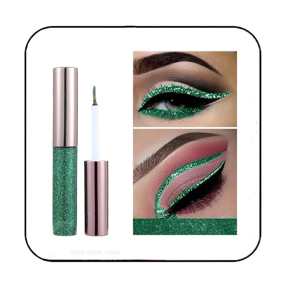 ta Glitter Liquid Eyeliner Shimmer Eye Liner Colorful Eye Makeup Metallic Eyeliner Cosmetics Make up for Parties Cosplay Eye Makeup Pack of 1 (Green 7#)