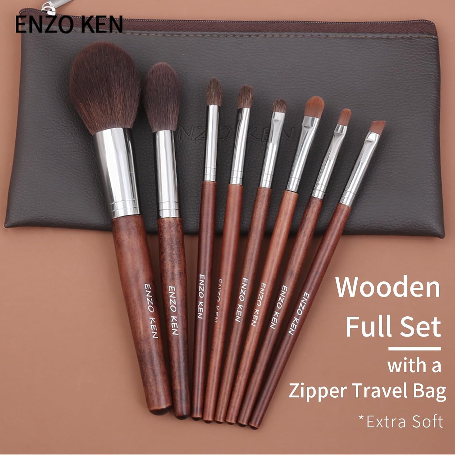 Walnut Makeup Brushes Set Professional, Natural Pony Hair Makeup Brush Set with Case, Cosmetic Brushes Makeup Set, Natural Bristle Makeup Brushes, Natural Hair Make up Brush Set Professional.