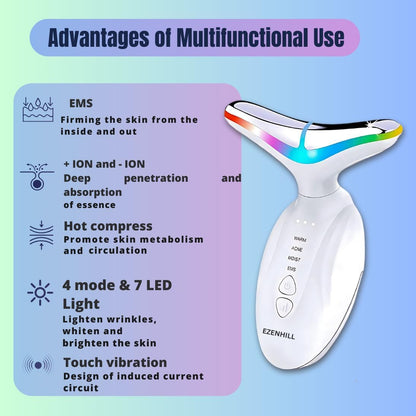 Led Facial Sculptor Red Light Therapy for Face and Neck Lift Device Facial Massager, Face Sculpting Tool with 4 Modes and 7 Colors Home Neck Tightening Device for Skin Care