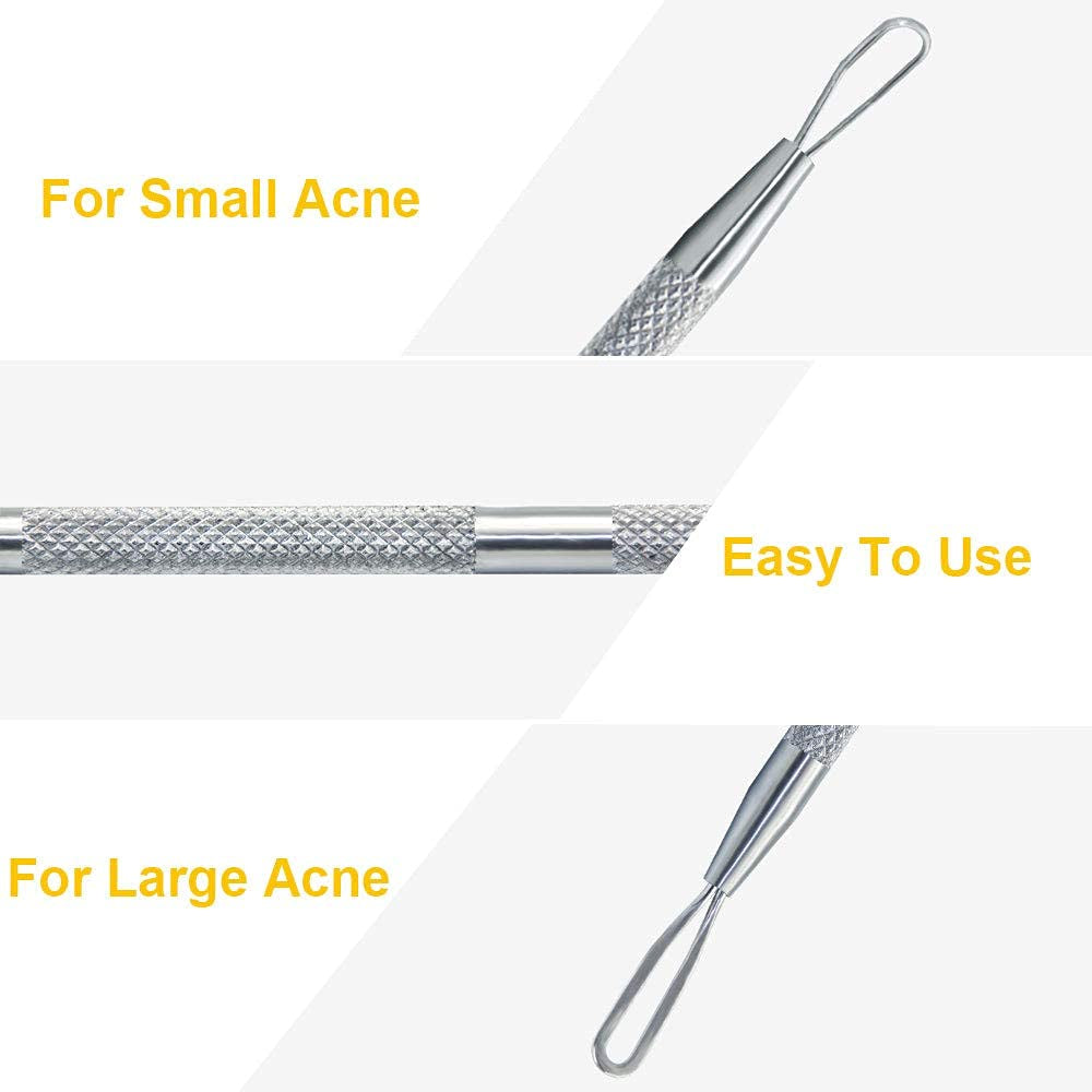 Blackhead Remover Pimple Popper Tool Acne Comedone Blackhead Extractor, Blemish, Whitehead Popping, Zit Removing for Nose Face Stainless Steel