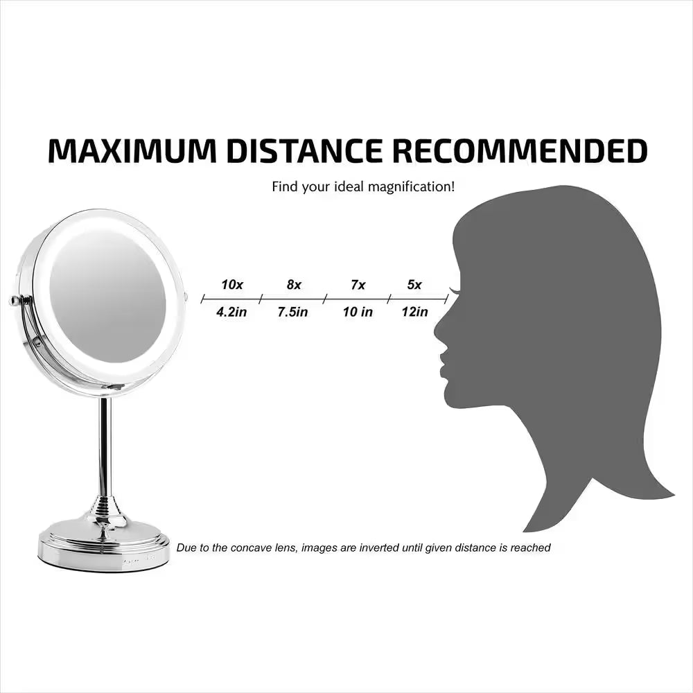 5.3 In. X 12.8 In. Tabletop Makeup Mirror in Polished Chrome