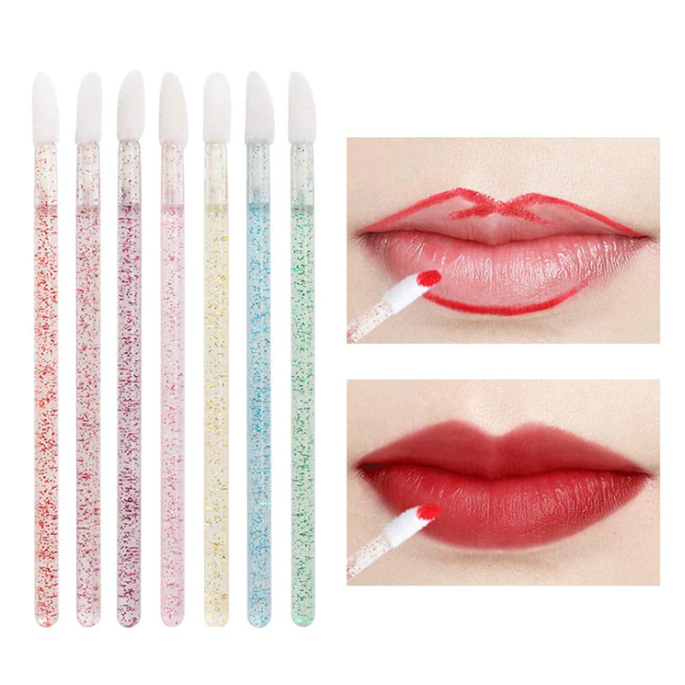 100 Pcs Disposable Crystal Makeup Lip Brushes Lipstick Lipgloss Applicator Wands Eyelash Cleaning Cosmetic Beauty Tool (Rose Red)