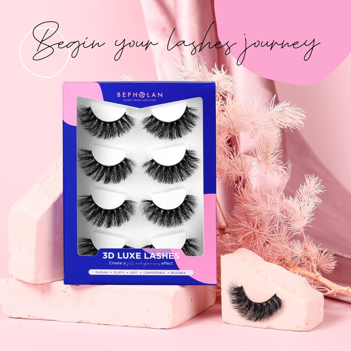 Lashes Russian Lashes Fake Eyelashes -  False Lashes Russian Strip Lashes D Curl Lashes Cat Eye Lashes Fox Eye Lashes WJ3D25-2B4