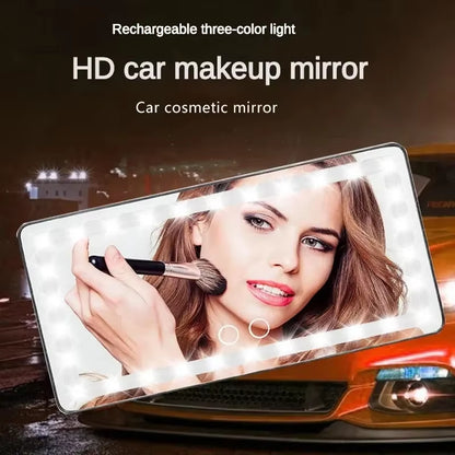 Car Sun Visor Vanity Mirror Cosmetic Mirror Rechargeable 3 Modes Makeup Mirror with Visor 60 Dimmable Clip-On Leds Light