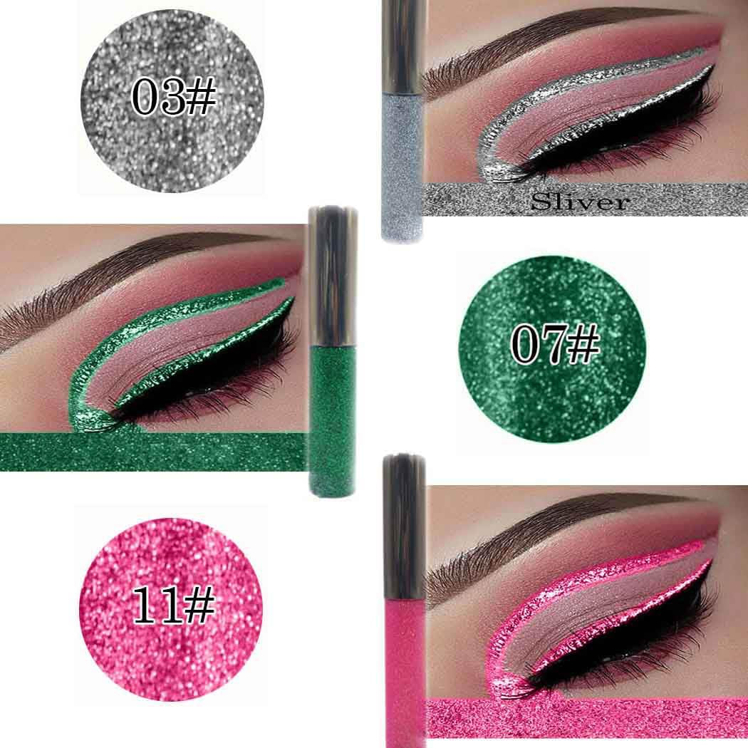 ta Glitter Liquid Eyeliner Shimmer Eye Liner Colorful Eye Makeup Metallic Eyeliner Cosmetics Make up for Parties Cosplay Eye Makeup Pack of 1 (Green 7#)