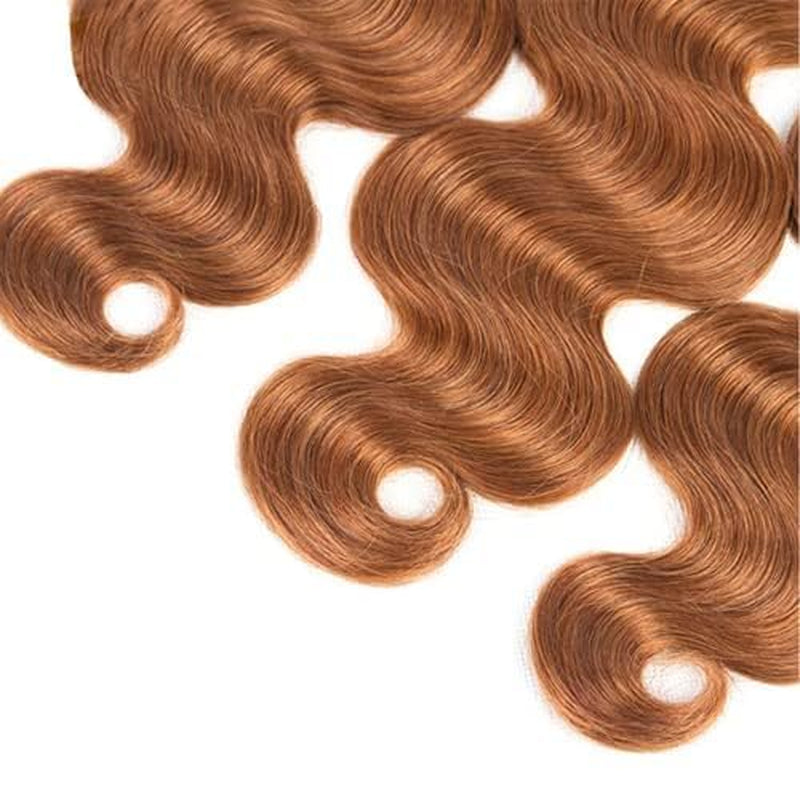 Body Wave 30# Light Brown Human Hair Bundles Unprocessed Brazilian Virgin Hair Bundles Natural Color 30# Light Brown Human Hair Quick Weave Hair Extension