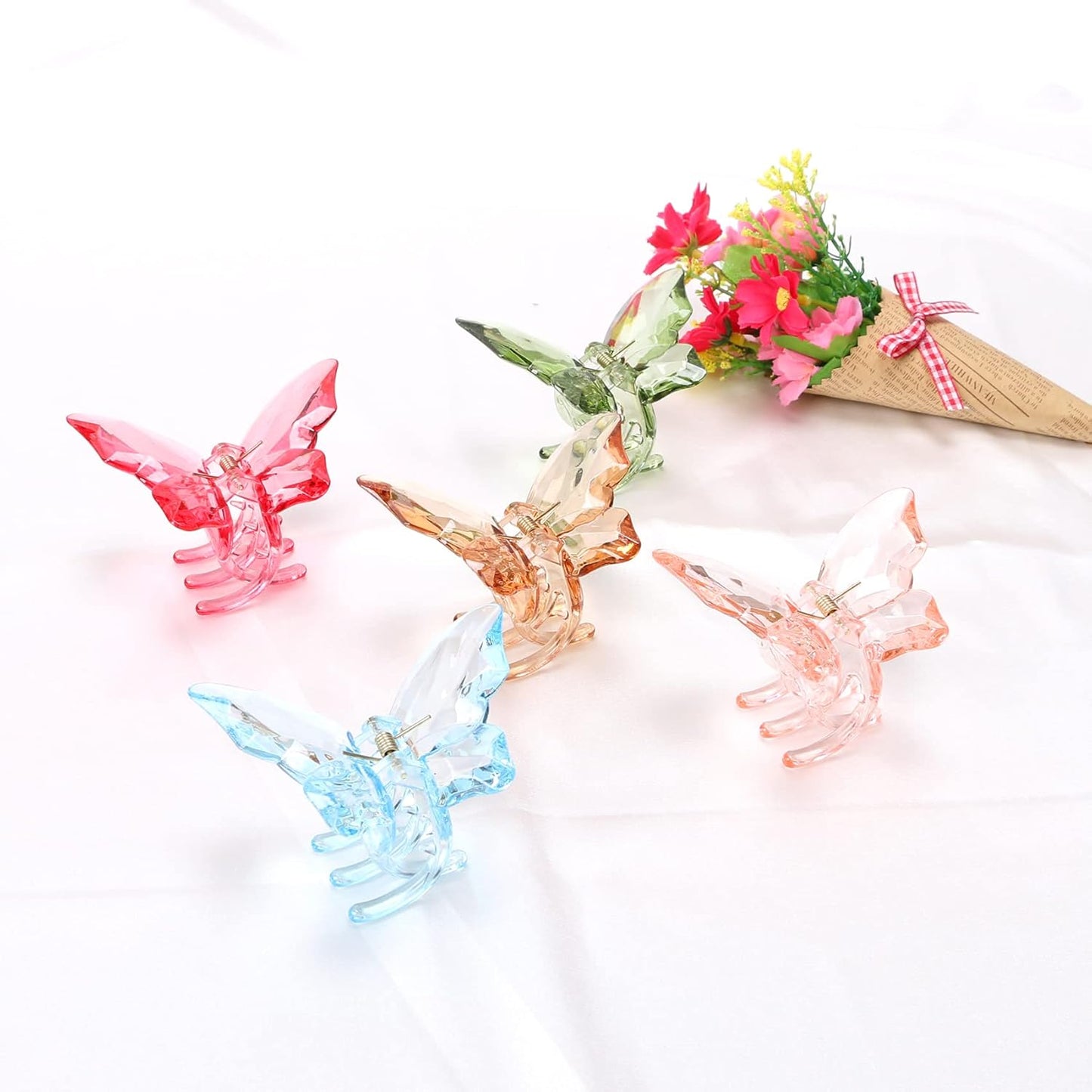 Hair Accessories - 3.3 Inch Butterfly Hair Claw Clips, Large Sized Jaw Clips for Girls and Women, 5 Pack