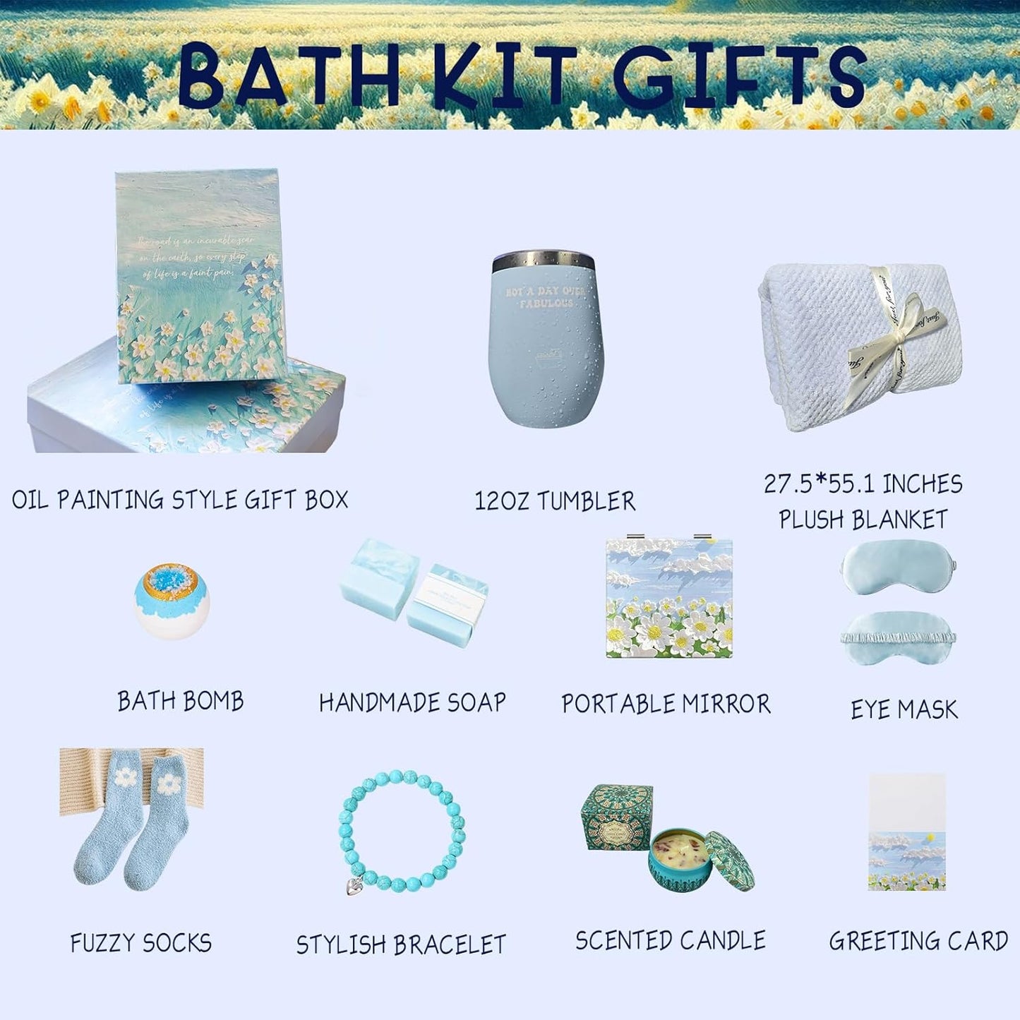 Ocean Serenity Deluxe Bath Gift Set - Pampering Spa Kit for Women, Perfect for Relaxation & Rejuvenation, Ldeal for Birthdays, Teacher Appreciation, 11Pcs Self Care Kit, Best Birthday Gift for Her