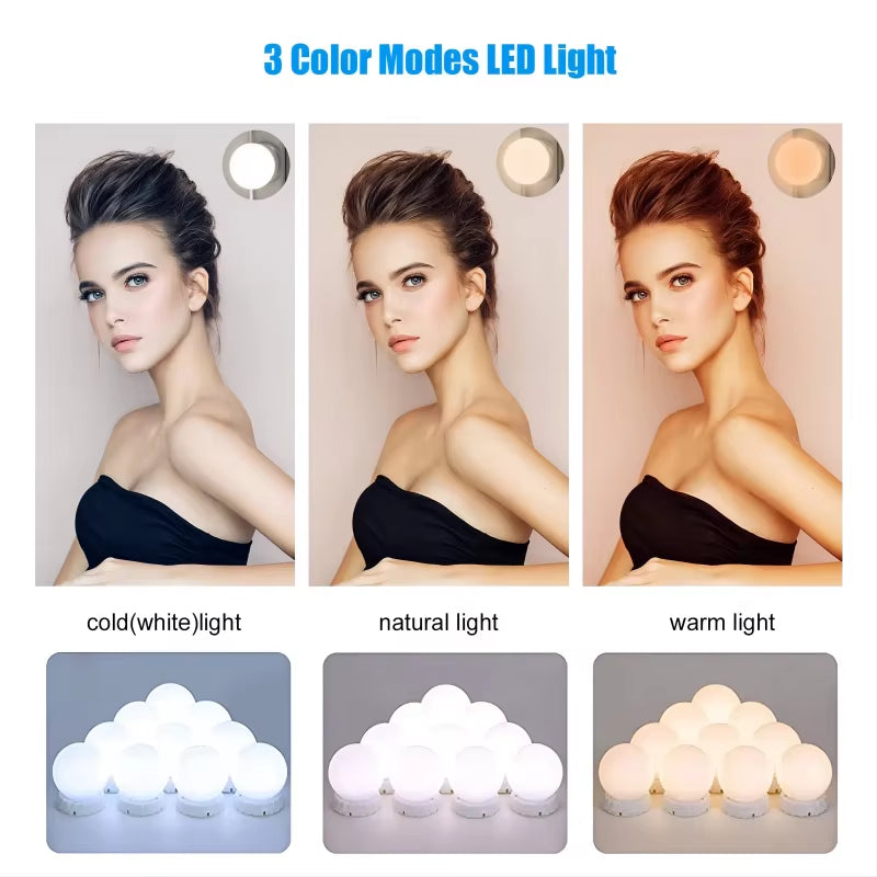 LED Detachable Bulbs Professional Makeup Mirror Lamp USB Power Cosmetic Mirror Light Hollywood Dressing Table LED Vanity Lights