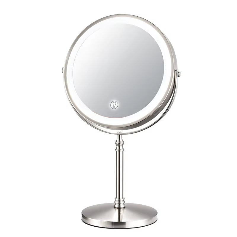 8 Inch Gold Makeup Mirror with Light USB Charging 10X Magnifying Vanity Mirror Backlit Adjustable Light Standing Cosmetic Mirror