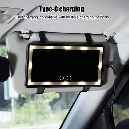 Car Sun Visor Vanity Mirror Cosmetic Mirror Rechargeable 3 Modes Makeup Mirror with Visor 60 Dimmable Clip-On Leds Light