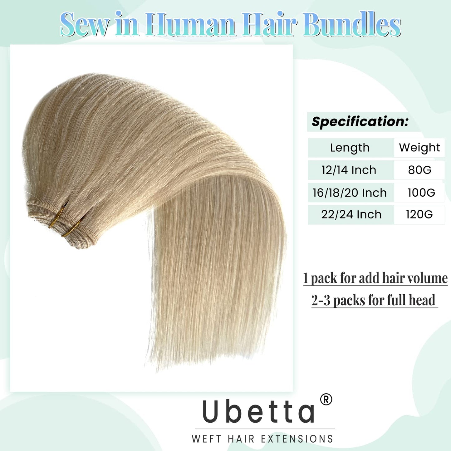 Sew in Hair Extensions Real Human Hair, Blonde Weft Hair Extensions Human Hair Bundles 100G 20 Inch Hand Tied Weft Hair Extensions Human Hair Weft Weave Extensions for Women