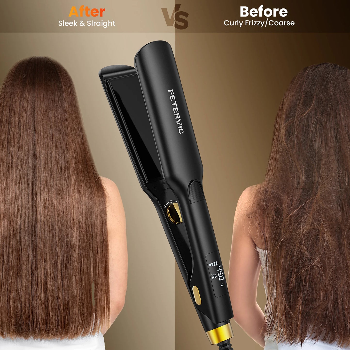 Wide Flat Iron Hair Straightener - 1.75 Inch Professional Hair Styling Tool with 14 Adjustable Temperature Levels, No Snagging, One Step Operation