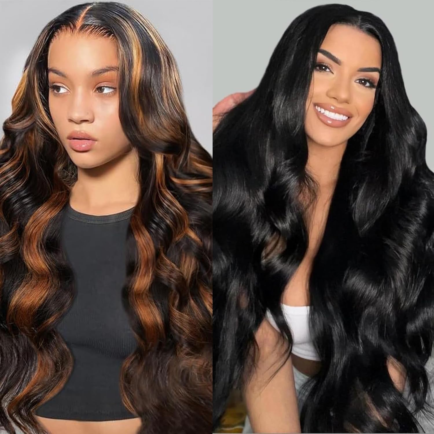 5X6 1BP30 Wear and Go Glueless Wigs Human Hair Pre Cut 24Inch and 13X4 Tiny Knots Real Pre Bleached Body Wave Wigs 24Inch