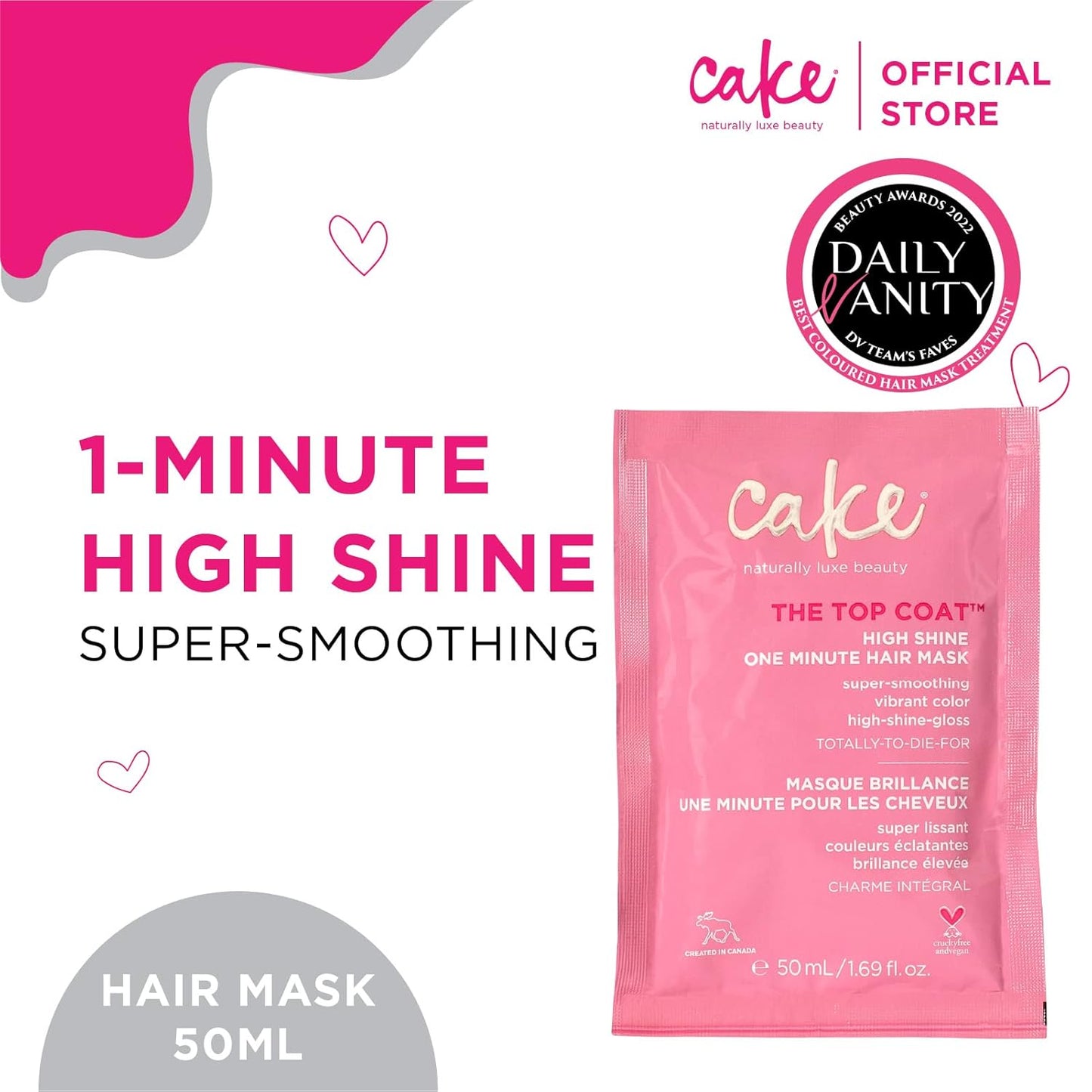 the Top Coat One Minute High Shine Hair Mask, 1.69 Ounce