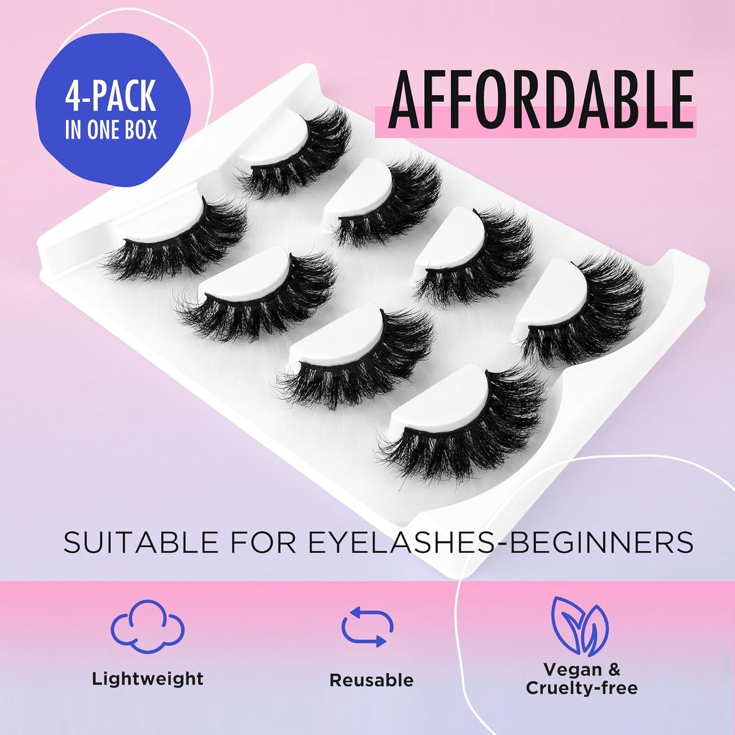 Lashes Russian Lashes Fake Eyelashes -  False Lashes Russian Strip Lashes D Curl Lashes Cat Eye Lashes Fox Eye Lashes WJ3D25-2B4