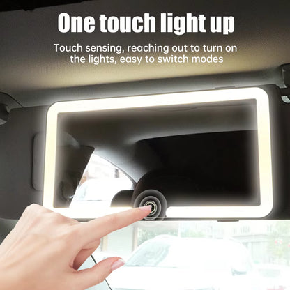 NEW HD Mirror Car LED Makeup Mirror Three Gear Adjustment Sun Visor Plate Interior Rearmirror Dimmable Auto Vanity Mirror