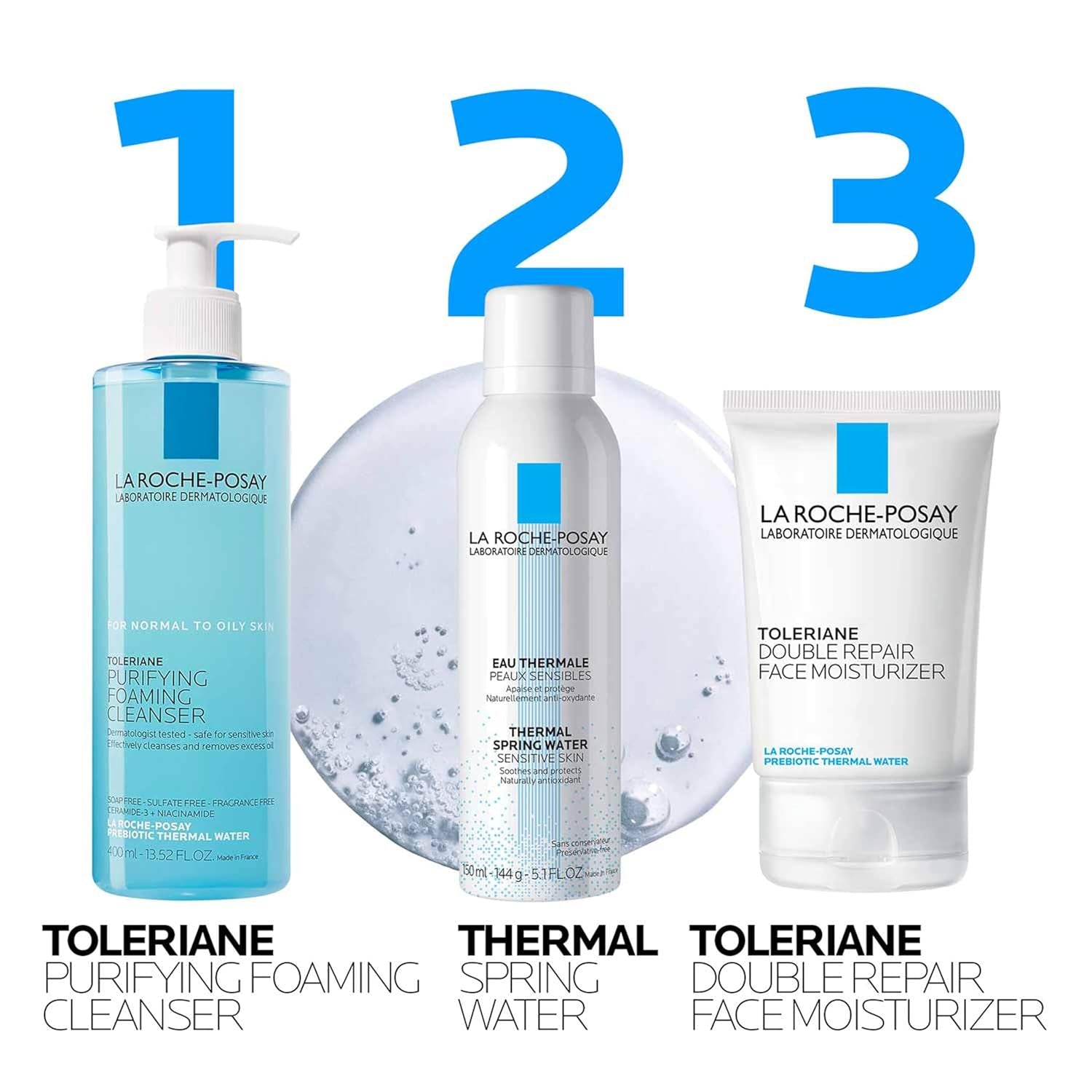 Toleriane Purifying Foaming Facial Cleanser, Niacinamide + Ceramides + Prebiotic Thermal Water, Oil Free Face Wash for Oily Skin, Pore Cleanser Safe for Sensitive Skin, Soap Free