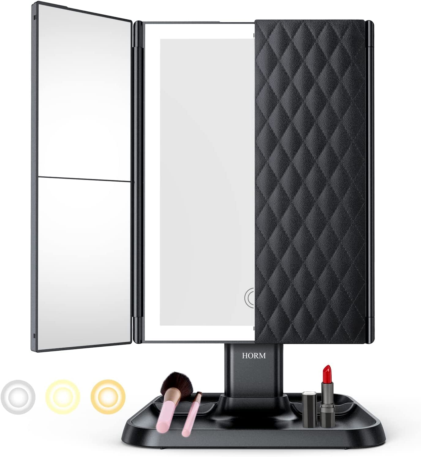 Makeup Mirror Vanity Mirror with Lights - 3 Color Lighting Modes 72 LED Trifold