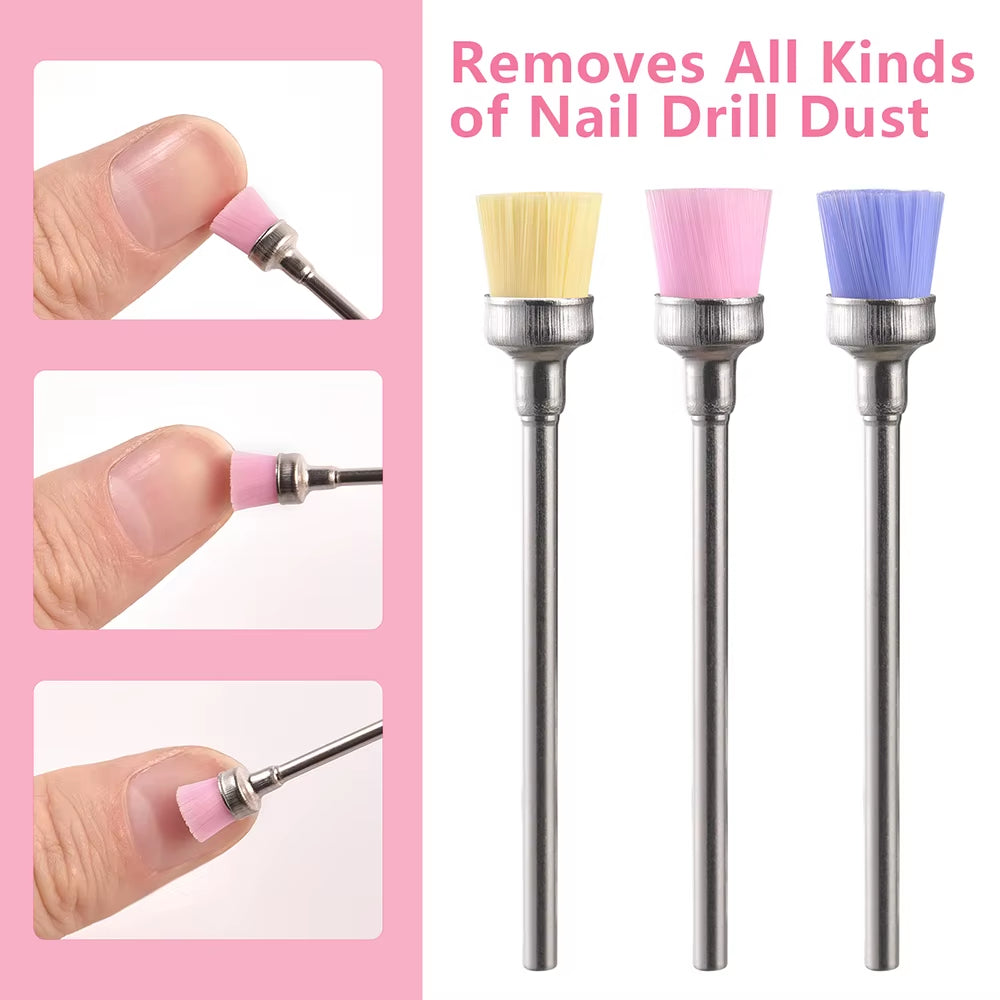 Nail Drill Bit Cleaning Brush Manicure Cleaner Electric Nail Files Milling Cutter Dust Remover Drill Accessories Nail Art Tool