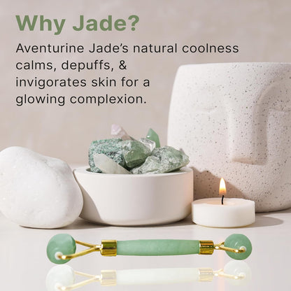 Jade Roller for Face - Smoothes Fine Lines & Wrinkles, Face Massager Skin Care Tools with Small Eye Roller for Puffy Eyes, De-Puffing & Firming Facial Tool, Self Care Gifts for Women