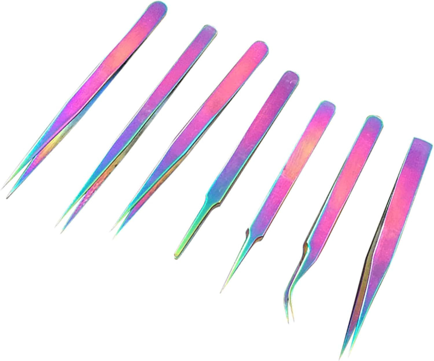 Tweezers, Stainless Steel Dazzling Makeup Eyelashes Home Tool Clip Precision Repair Tool - Multicolor E