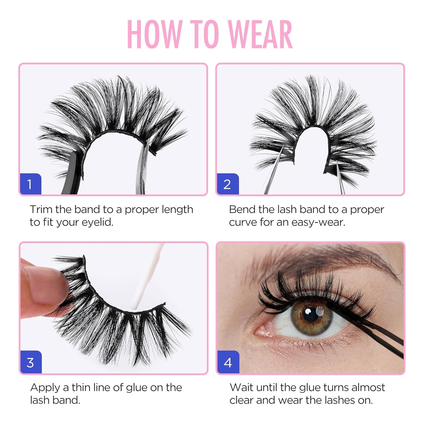 Lashes Russian Lashes Fake Eyelashes -  False Lashes Russian Strip Lashes D Curl Lashes Cat Eye Lashes Fox Eye Lashes WJ28-2B4