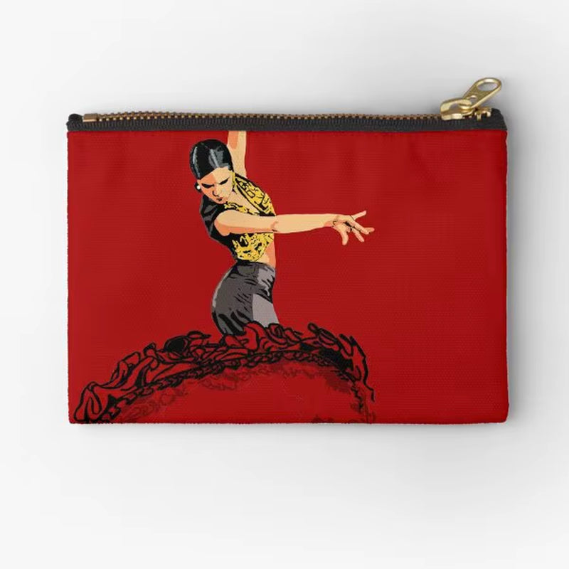 The Flamenco Dancer in Red Zipper Pouches Storage Socks Cosmetic Coin Bag Underwear Pure Women Small Key Men Panties Money