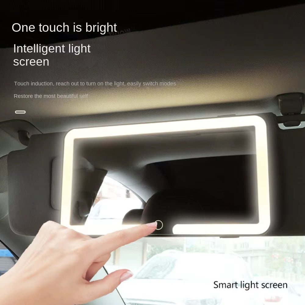 Car Sun Visor Makeup Mirror LED Touch Screen Adjustable Brightness Switchable Auto Interior Makeup Mirror Charging Vanity Mirror