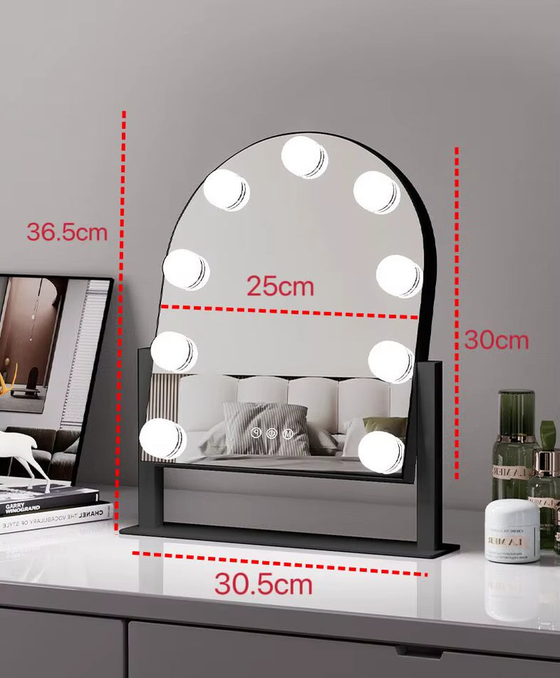 Makeup Mirror with Lights, Vanity Mirror with Lights, Lighted Makeup Mirror, 3 Color Modes, Dimmable Light,360° Rotation